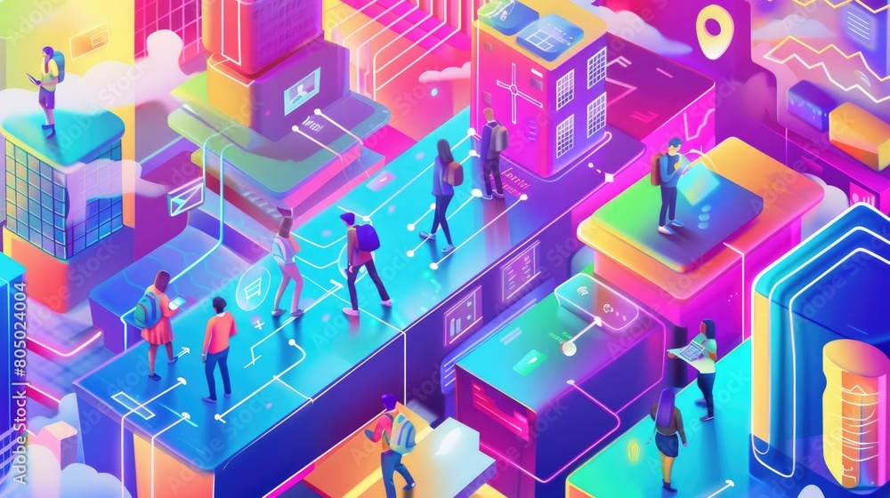 Vibrant visuals of online education: students engaging with virtual platforms, embracing digital tools, unlocking new realms of knowledge. Vibrant visuals of online education: students engaging with virtual platforms, embracing digital tools, unlocking new realms of knowledge.