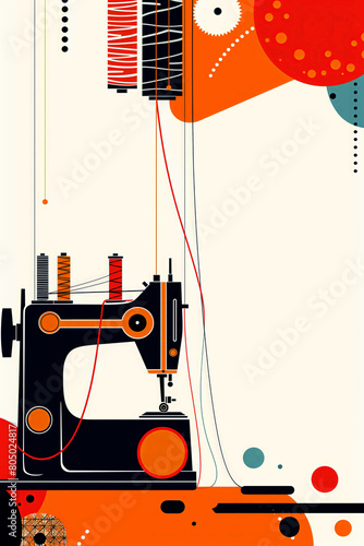 Vintage sewing machine in minimalist vector illustration style. © Eduardo Lopez