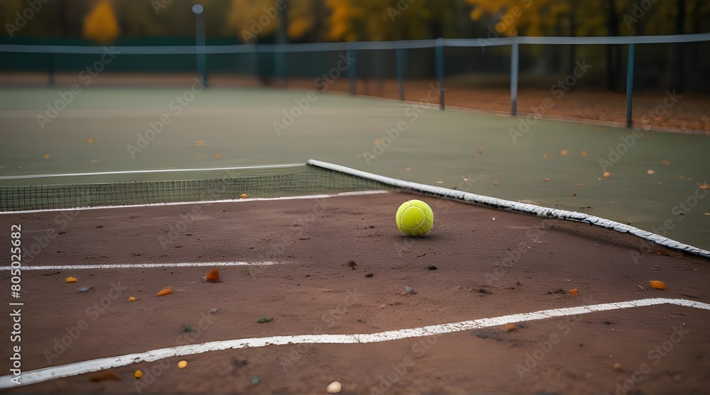Autumn tennis court Outdoor tennis sport play ground.generative.ai