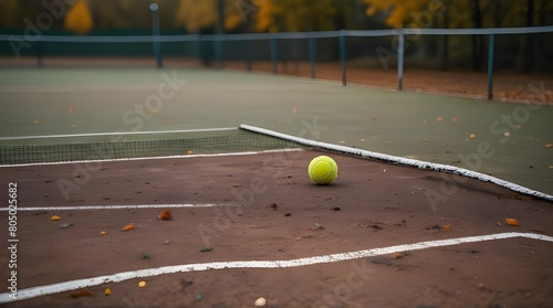 Autumn tennis court Outdoor tennis sport play ground.generative.ai