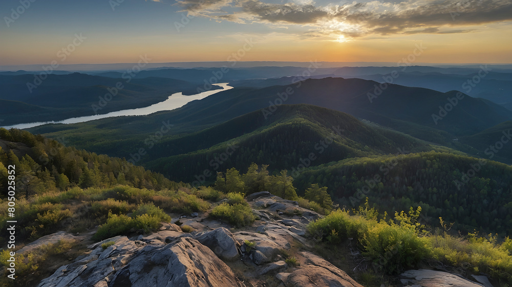 Panoramic view from a mountain peak.