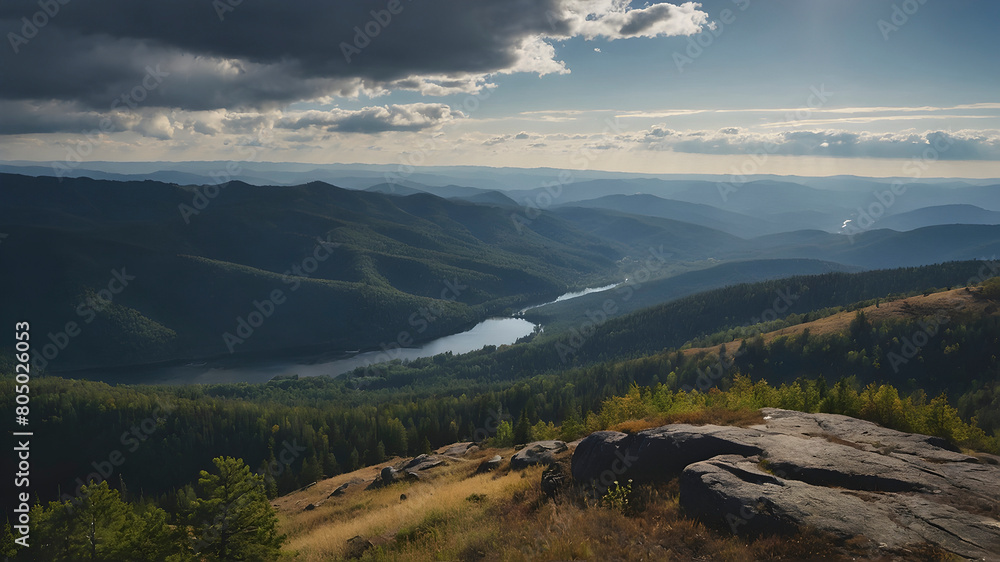 Panoramic view from a mountain peak.