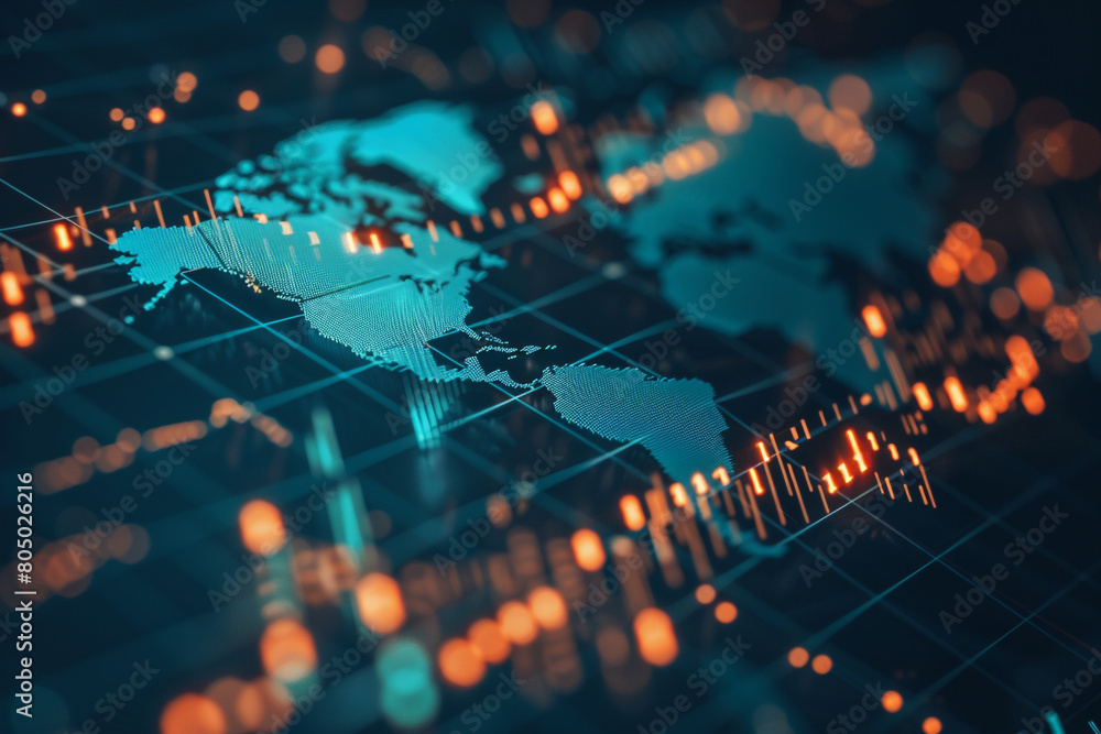 Close-up of a corporate chart and data analysis, linked to an international agreement, showcasing the underlying economic strategies Close-up of a corporate chart and data analysis, linked to an international agreement, showcasing the underlying economic strategies