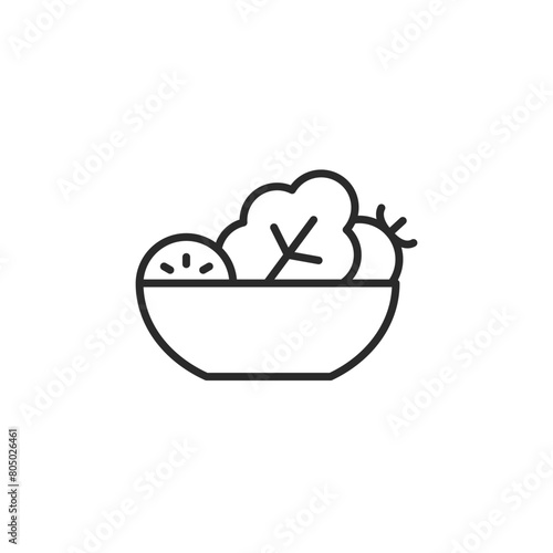 Salad bowl icon. An icon depicting a bowl full of fresh salad, representing healthy eating and nutrition. Perfect for use in content related to diets, cooking, and wellness. Vector illustration