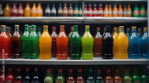 Blurred background of soft drink bottles in convenienc.generative.ai
