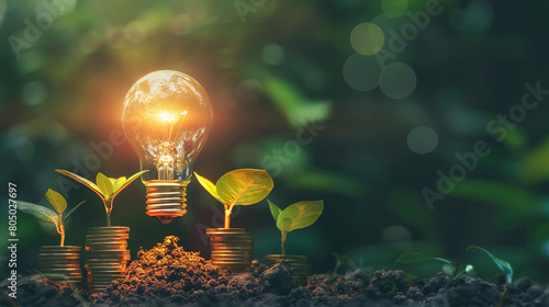 Bright idea for business growth concept photo