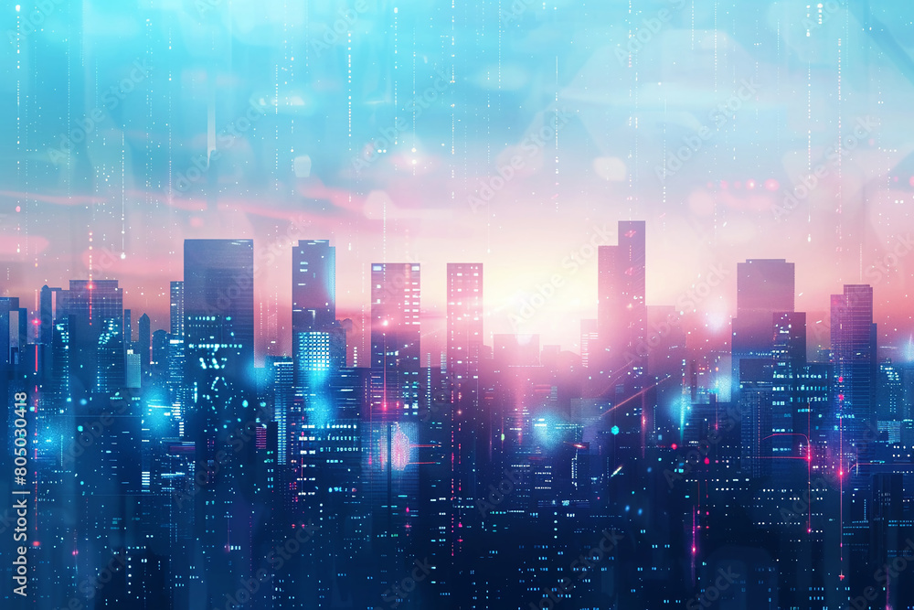 Smart city abstract skyline city landscape communication computer concept. Smart city abstract skyline city landscape communication computer concept.