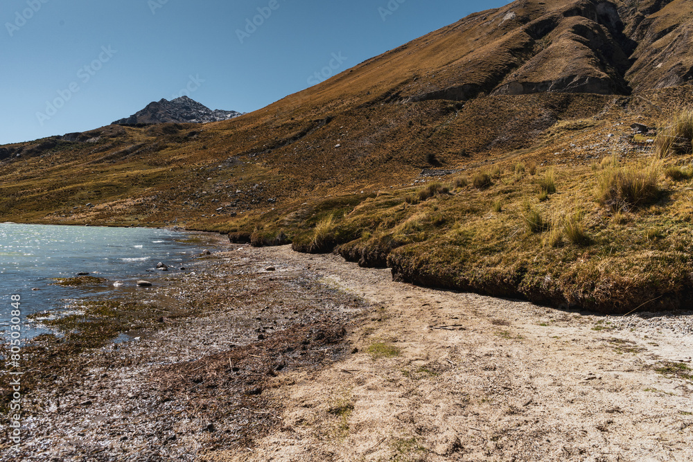Φωτογραφία landscape with a laguna in the andes in the national park Huascarán