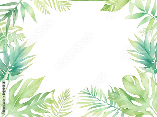 Tropical colorful square photo frame with lush leaves. Frangipani flowers in shades of pink and yellow and bright orange hibiscus flowers on a white background