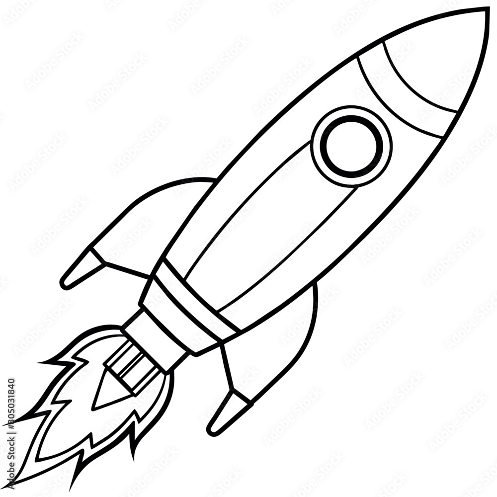 rocket outline illustration digital coloring book page line art drawing rocket outline illustration digital coloring book page line art drawing