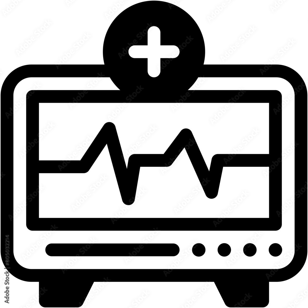 Obraz premium Cardiogram, electrocardiogram, monitor, electronic, medical Icon