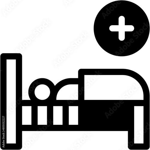 hospitalized, patient, hospital, medical stretcher, patient Icon