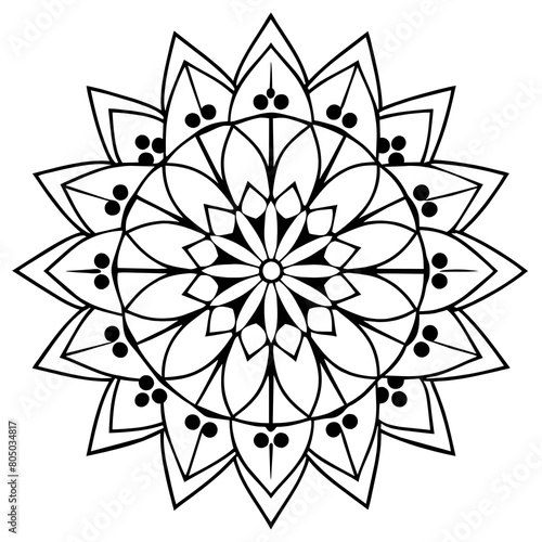 Hand drawn mandala lotus flower drawing