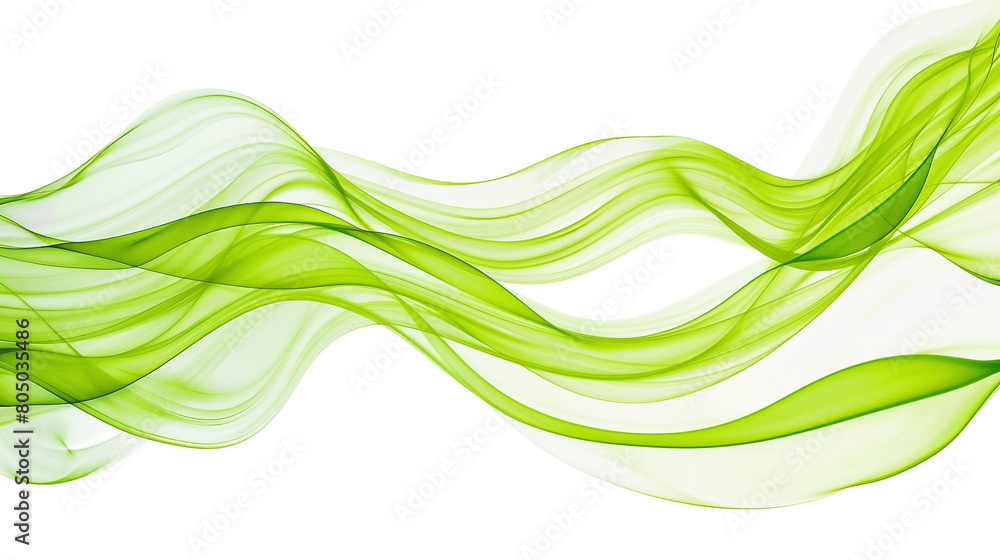 Vivid lime green abstract waves flowing, crisply isolated on white, high-definition clarity. Vivid lime green abstract waves flowing, crisply isolated on white, high-definition clarity.