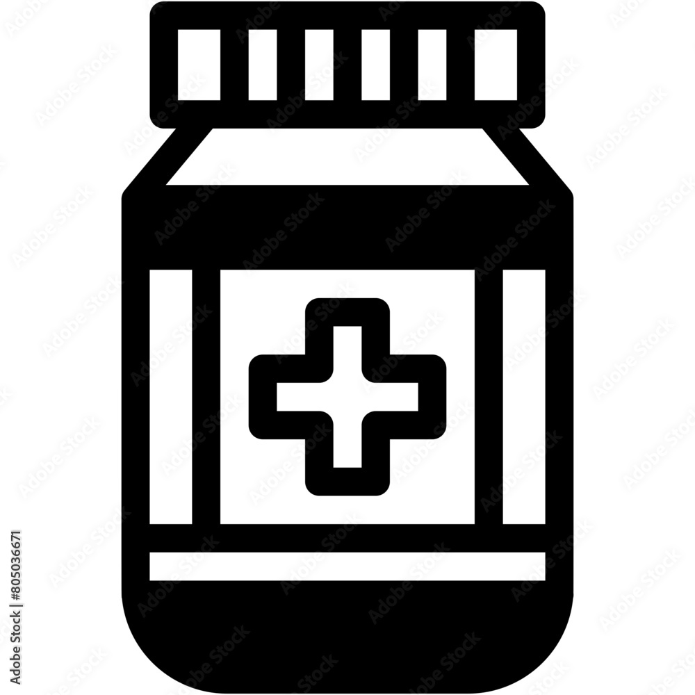Obraz premium Pharmaceutical, medication, drug, bottle, syrup Icon