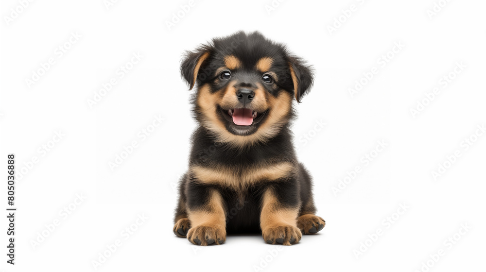 Smiling Affenwich Dog Poses on White Background Smiling Affenwich Dog Poses on White Background