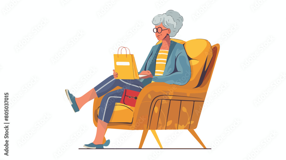 Enjoying retirement with online shopping Woman using