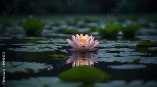 Glowing lotus in the pond.generative.ai