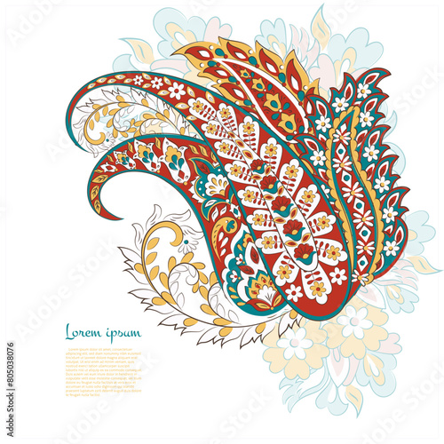 Floral Vector Isolated indian pattern with paisley