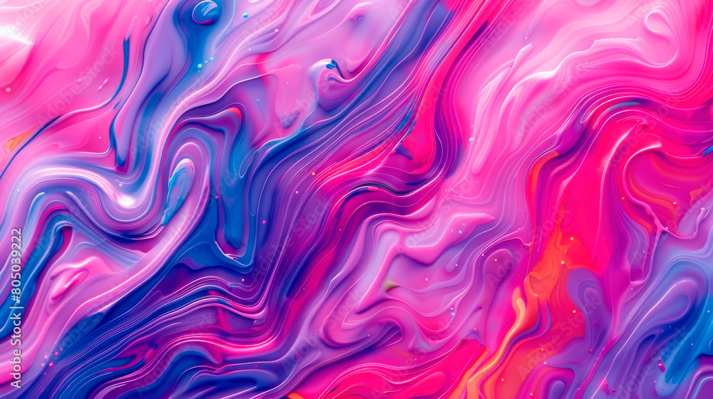 Multicolored wavy abstract liquid paint texture.