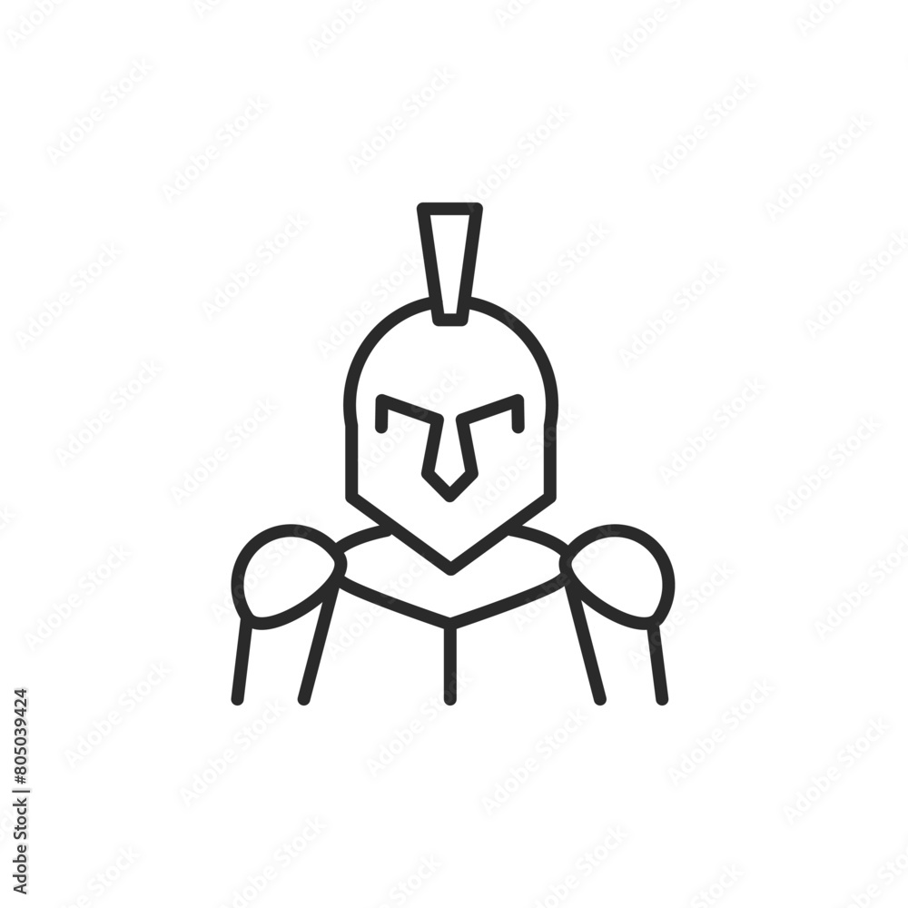 Naklejka premium Knight icon. A simple vector depiction of a medieval knight in armor, symbolizing chivalry, protection, and combat. Ideal for educational content, historical storytelling. Vector illustration
