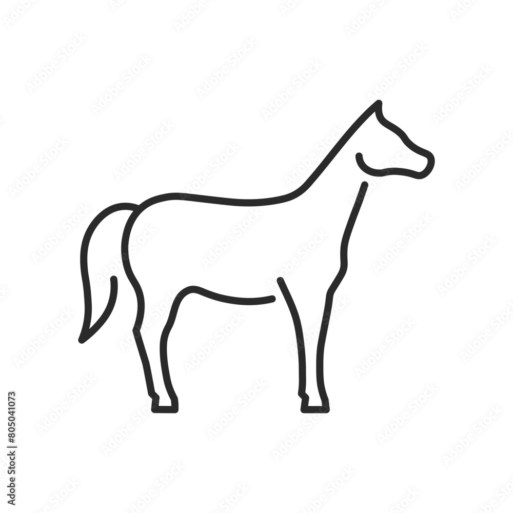 Horse icon. Stylized representation of a horse, often associated with grace and strength, widely used in contexts related to farms, equestrian sports, and animal husbandry. Vector illustration