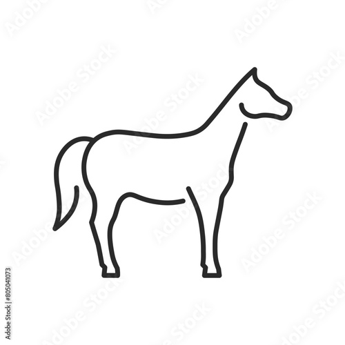 Horse icon. Stylized representation of a horse  often associated with grace and strength  widely used in contexts related to farms  equestrian sports  and animal husbandry. Vector illustration