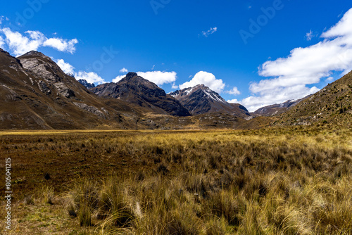 landscape with in the snow covered andes in the national park Huascarán