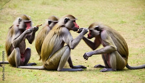 a-baboon-group-feeding-on-grasshoppers-catching-t- 3 photo