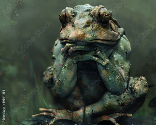 Create a realistic 3D model of a frog, rendered in Blender photo