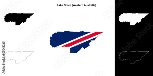 Lake Grace (Western Australia) outline map set photo
