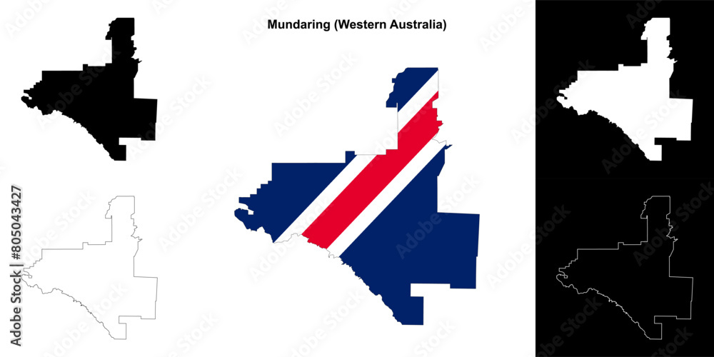 Fototapeta premium Mundaring (Western Australia) outline map set