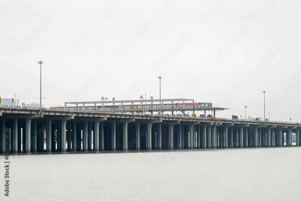 A close-up of the Guangzhou-Shenzhen Expressway Cross-sea Bridge.