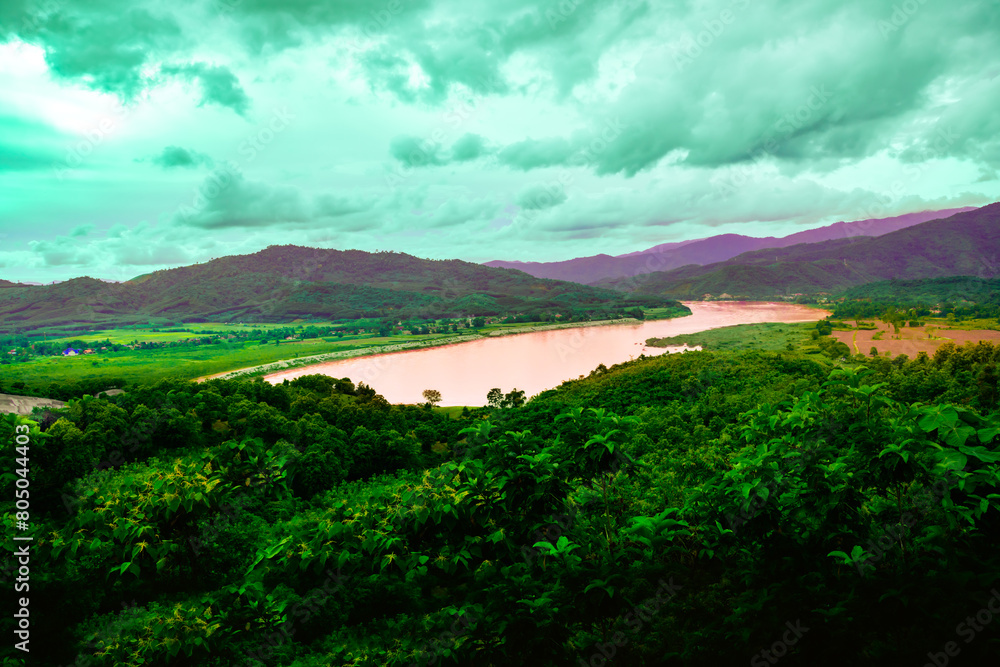Beautiful scenery of The Mekong River in Chiang Rai Province Beautiful scenery of The Mekong River in Chiang Rai Province