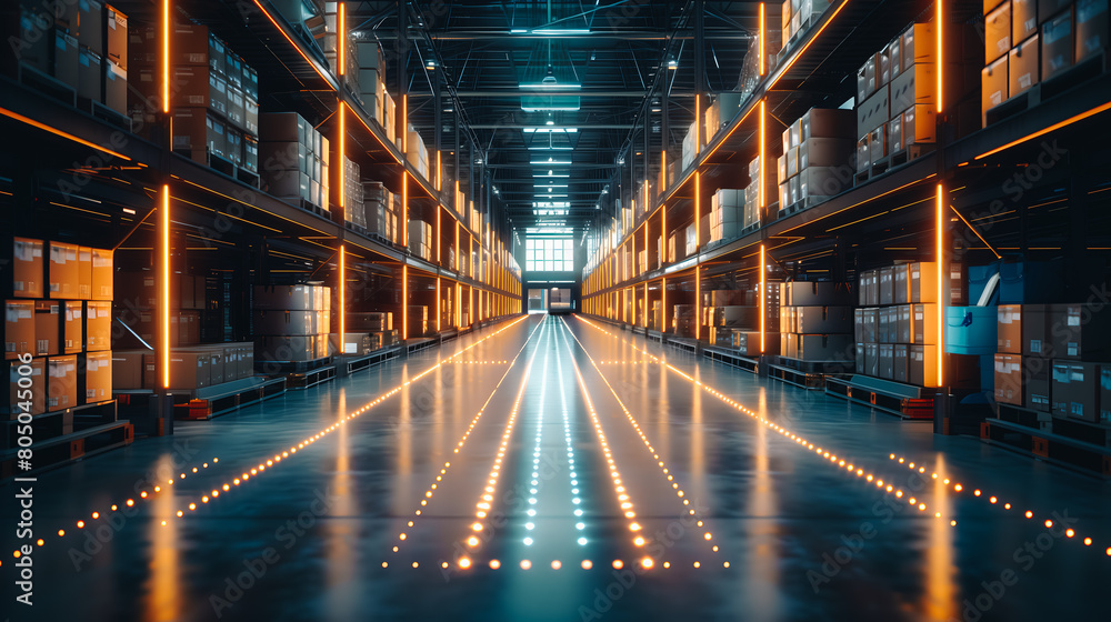 Fototapeta premium Digital and data enabled Distribution Center to manage modern Logistics