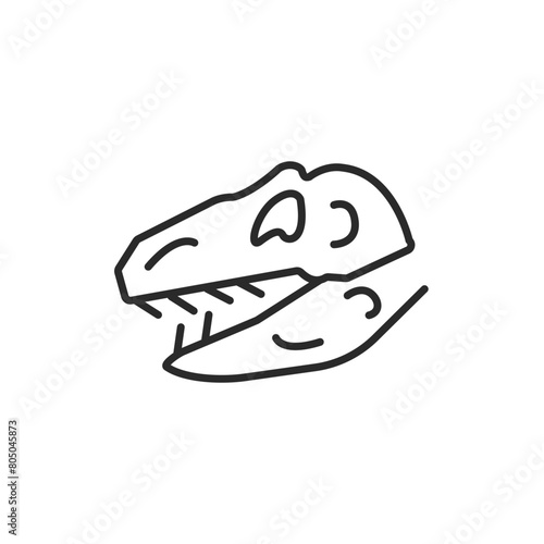 Dinosaur skull icon. A picture representing a prehistoric dinosaur skull, commonly associated with paleontology and natural history. Ideal for use in educational materials. Vector illustration