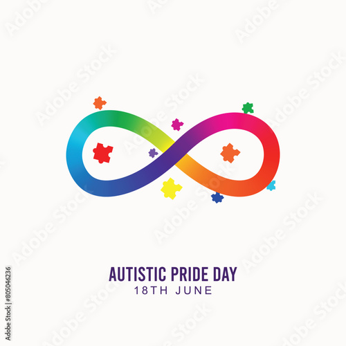 Autistic Pride Day, Post, Autistic Pride Day Poster, Autistic Pride. Vector. Background, Template. Autistic Pride Day Post, banner, Card, June 18. Autistic Pride Day Vector.  Illustration. Rainbow, 