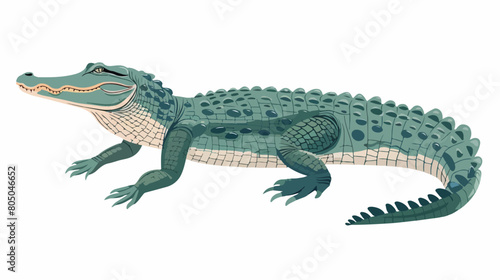 Fish-eating crocodile or gharial isolated on white background © Vector