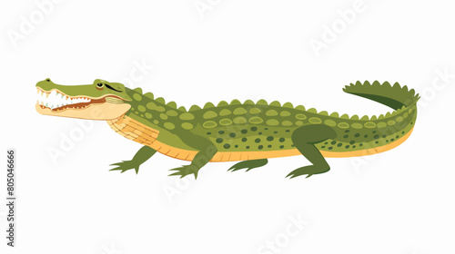 Fish-eating crocodile or gharial isolated on white background
