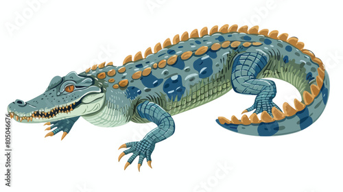 Fish-eating crocodile or gharial isolated on white background