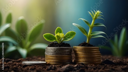 Successful investments in green, sustainable projects, highlighting the growing trend of environmentally conscious investing and ESG (Environmental, Social, and Governance) initiatives, plant growing