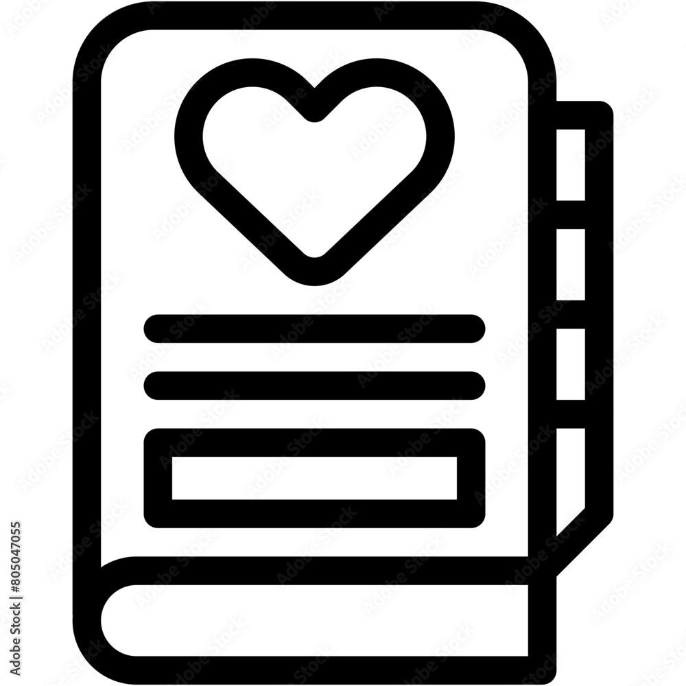 Dairy, contact book, agenda, heart, notebook Icon Dairy, contact book, agenda, heart, notebook Icon