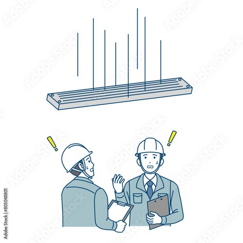 建設事故　鉄骨落下による事故のイラスト