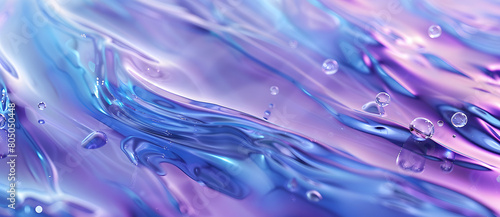 Fluid art texture. Backdrop with abstract mixing paint effect. Liquid acrylic artwork, flowing bubbles. Blue and Purple colors mixed