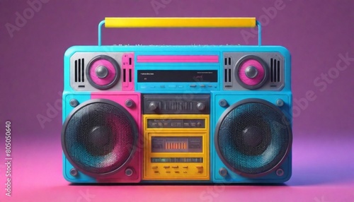 3d model A retrostyle boombox with colorful casset (9)