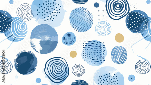 Abstract seamless blue pattern with circles dots 