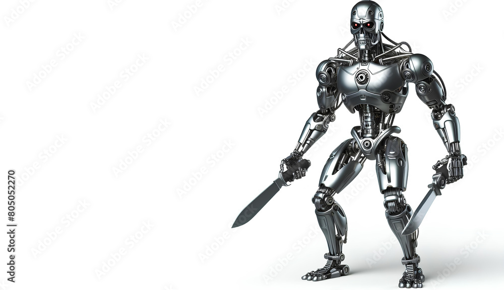 3d render of a robot with a sword
