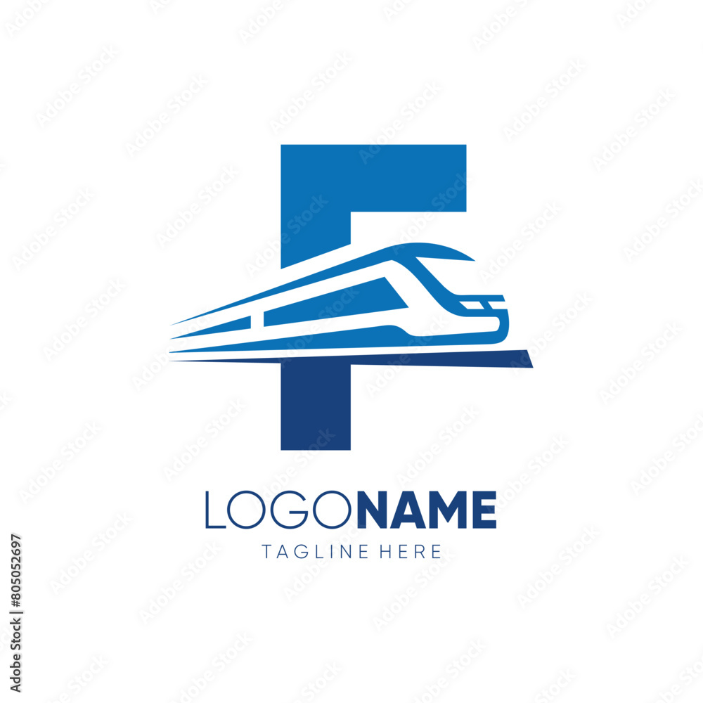Letter F Fast Train Logo Design Vector Icon Graphic Illustration