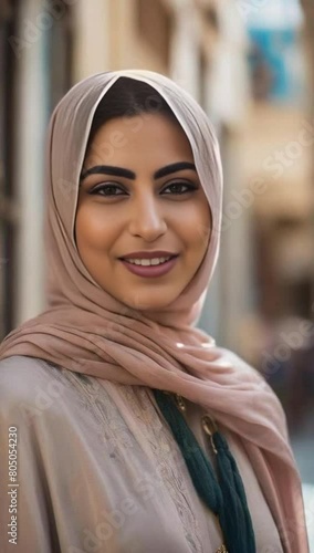 Close up of a young woman from the Middle East with a confident smile