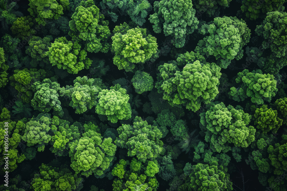 Lush, dense forest canopies seen through a drone lens, revealing naturally occurring symmetrical patterns.. AI generated. Lush, dense forest canopies seen through a drone lens, revealing naturally occurring symmetrical patterns.. AI generated.